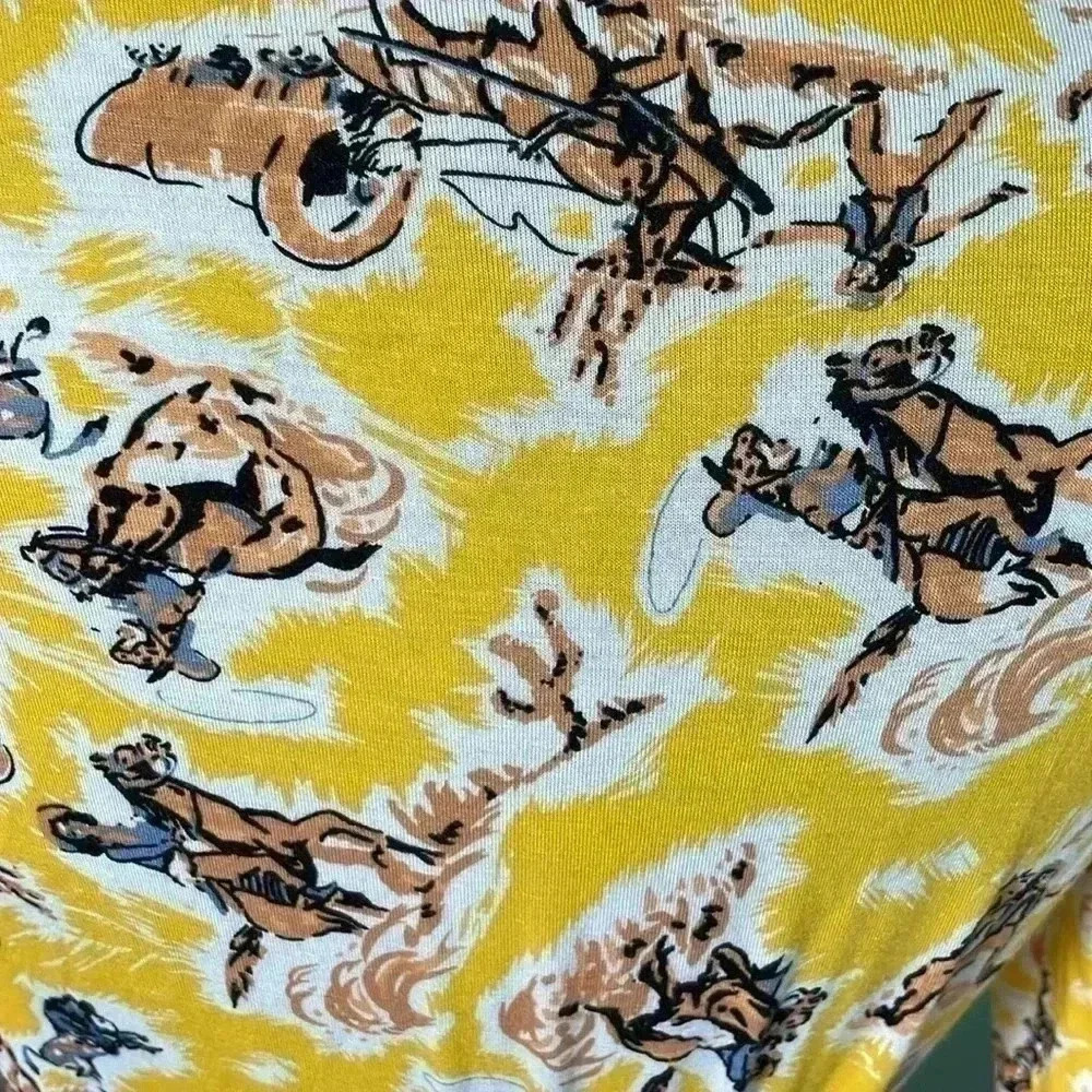 ModCloth back in the saddle bright cheerful wild west wrap dress dress medium - Picture 4 of 8